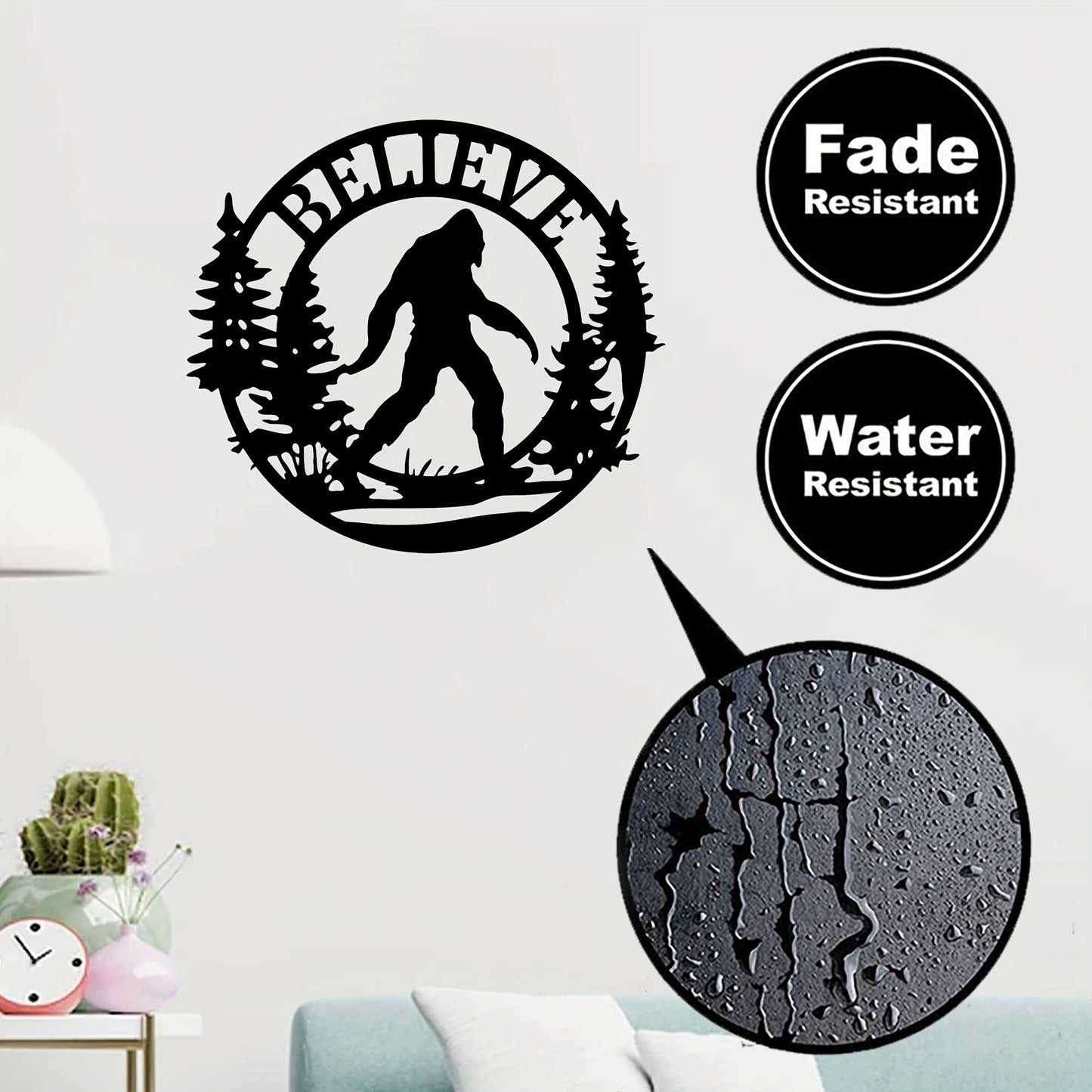 Customized Metal Bigfoot Wall Art - Personalized Forest Landscape with Name, Mythical Mountain Creature Silhouette Decoration for Home, Suitable for ages 14 and up