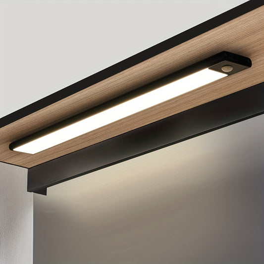 Sleek Motion Sensor LED Cabinet Light: Wireless, rechargeable with magnetic easy-install. Adjustable brightness for kitchen, bedroom, hallway, and staircase. Available in sizes: 19.81cm, 29.97cm, 15.7".