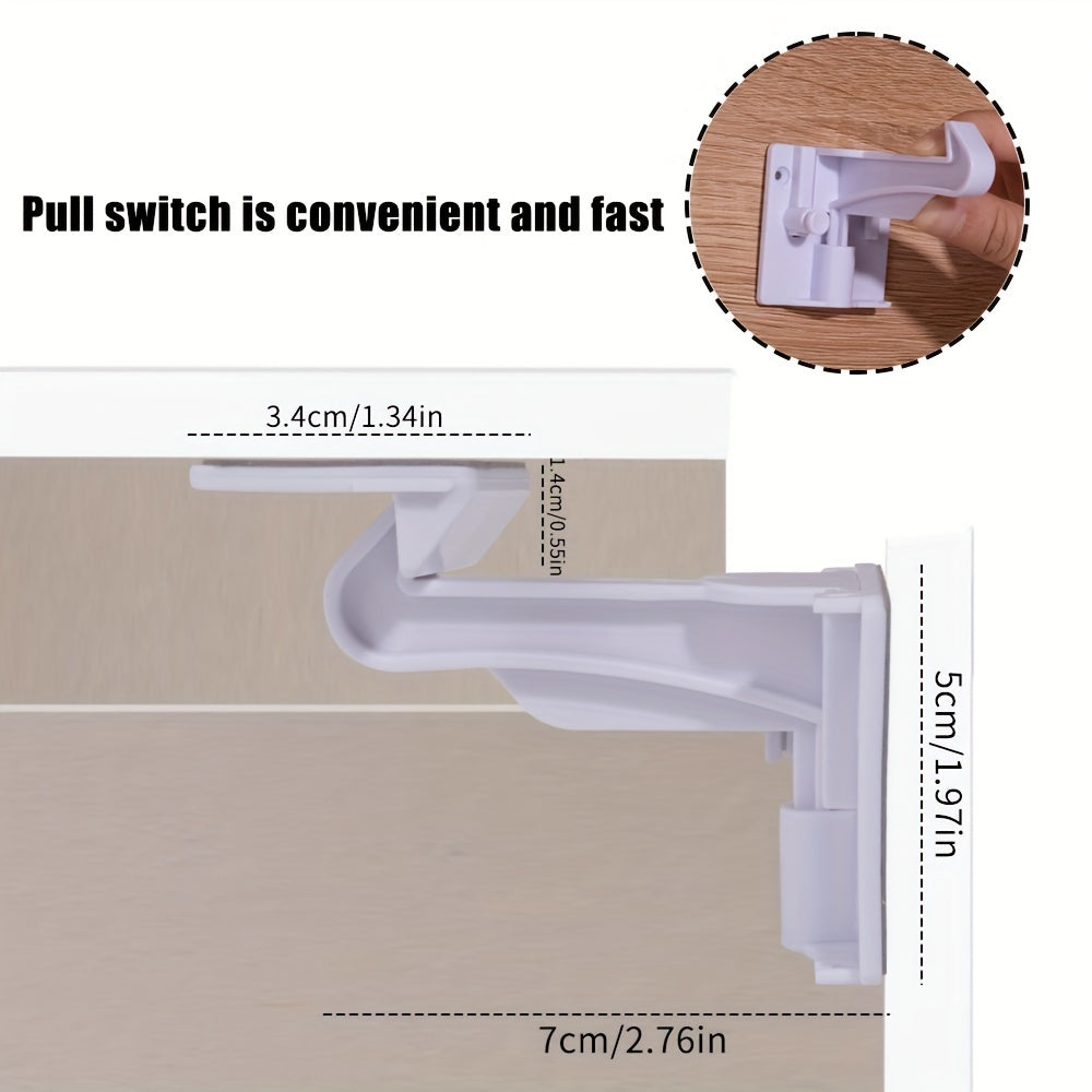 Set of 4 Cabinet Locks with Invisible Adhesive for Safety-proofing Drawers, Easy Installation without Drilling