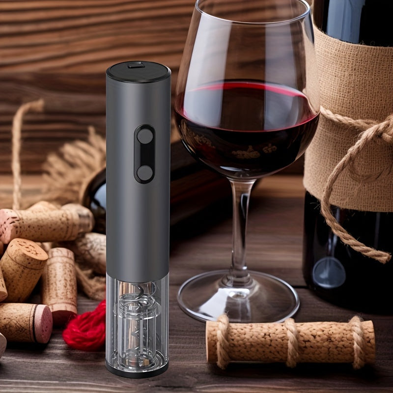 One piece Battery Powered Electric Wine Opener with Automatic Corkscrew, Cutter, and Kitchen Supplies