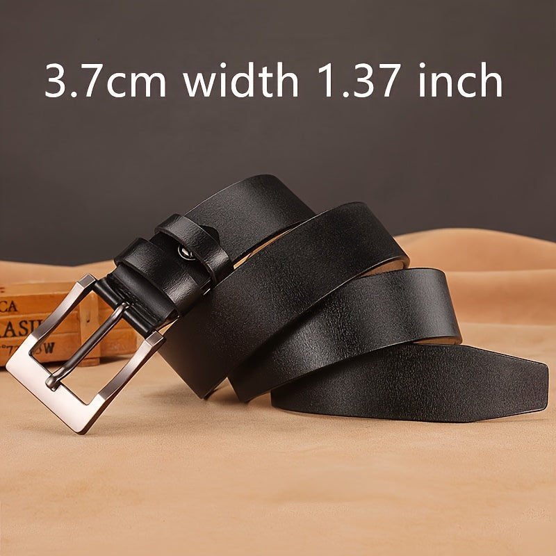 Genuine leather belt with large needle buckle, perfect gift for Valentine's Day.