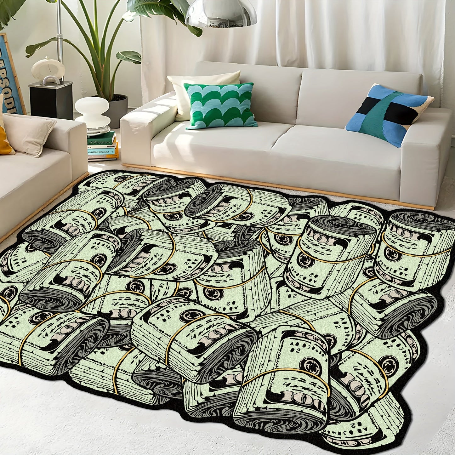 Soft and comfortable Festive Dollar Bill Pattern Carpet perfect for your living room or bedroom - Hand wash recommended.