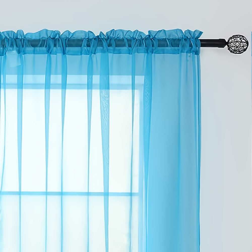 One Panel of Sheer Curtain in Classic Rod Pocket Style - Made from 100% Polyester Trilon Fabric, Lightweight Yarn-Dyed for a Decorative Look. Machine Washable and Perfect for Living Rooms and Restaurants with an Uncorded Clear Romance Theme.