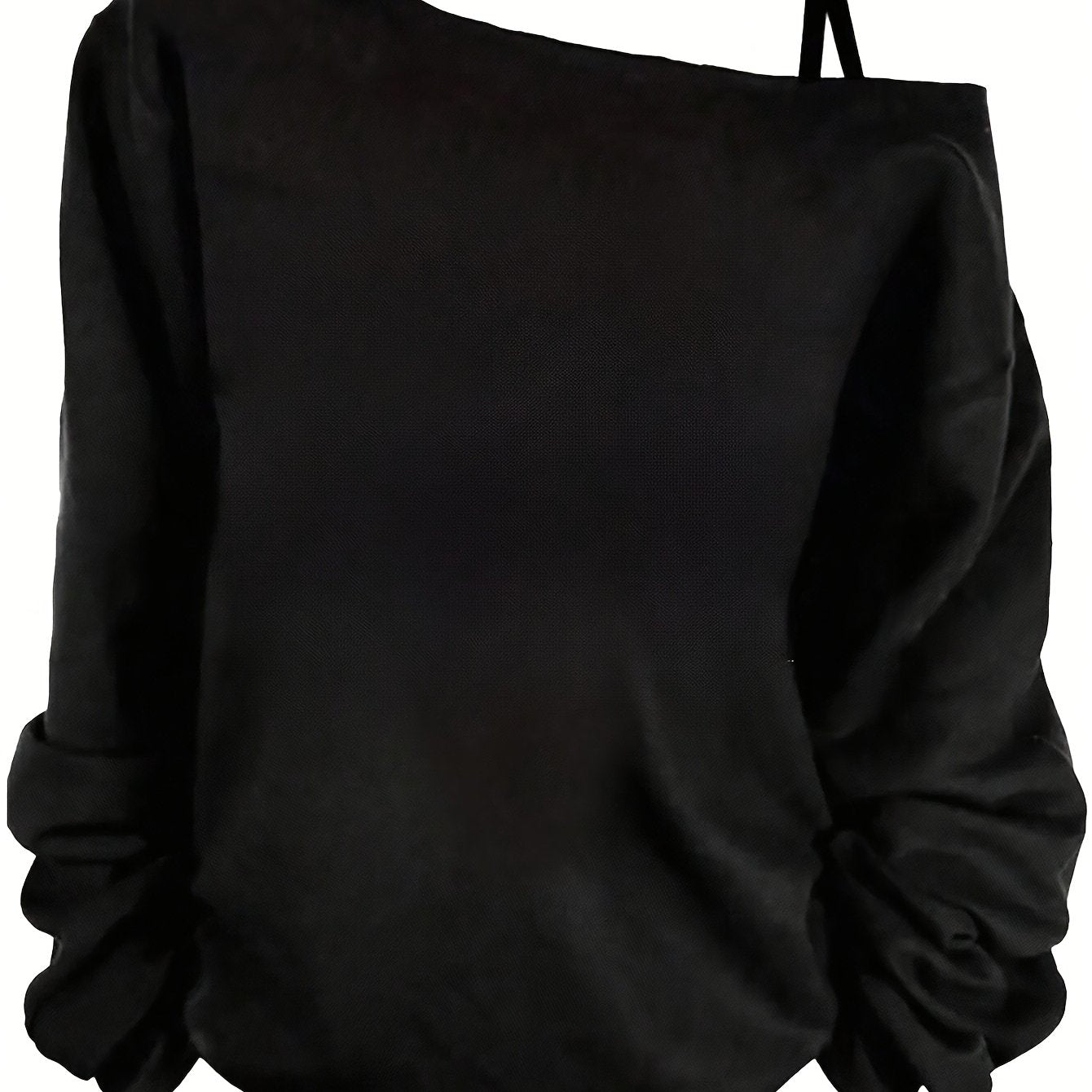 Stylish Women's Casual Long Sleeve T-Shirt with Asymmetrical Shoulder - Soft Polyester Blend, Machine Washable