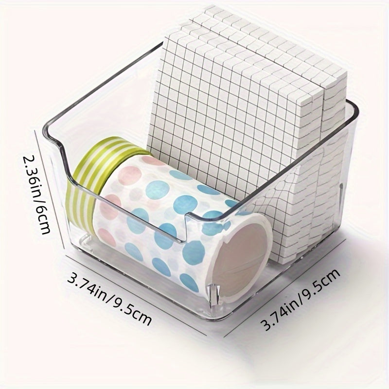 Two sizes of transparent acrylic drawer storage boxes available for organizing stationery in student dormitories.