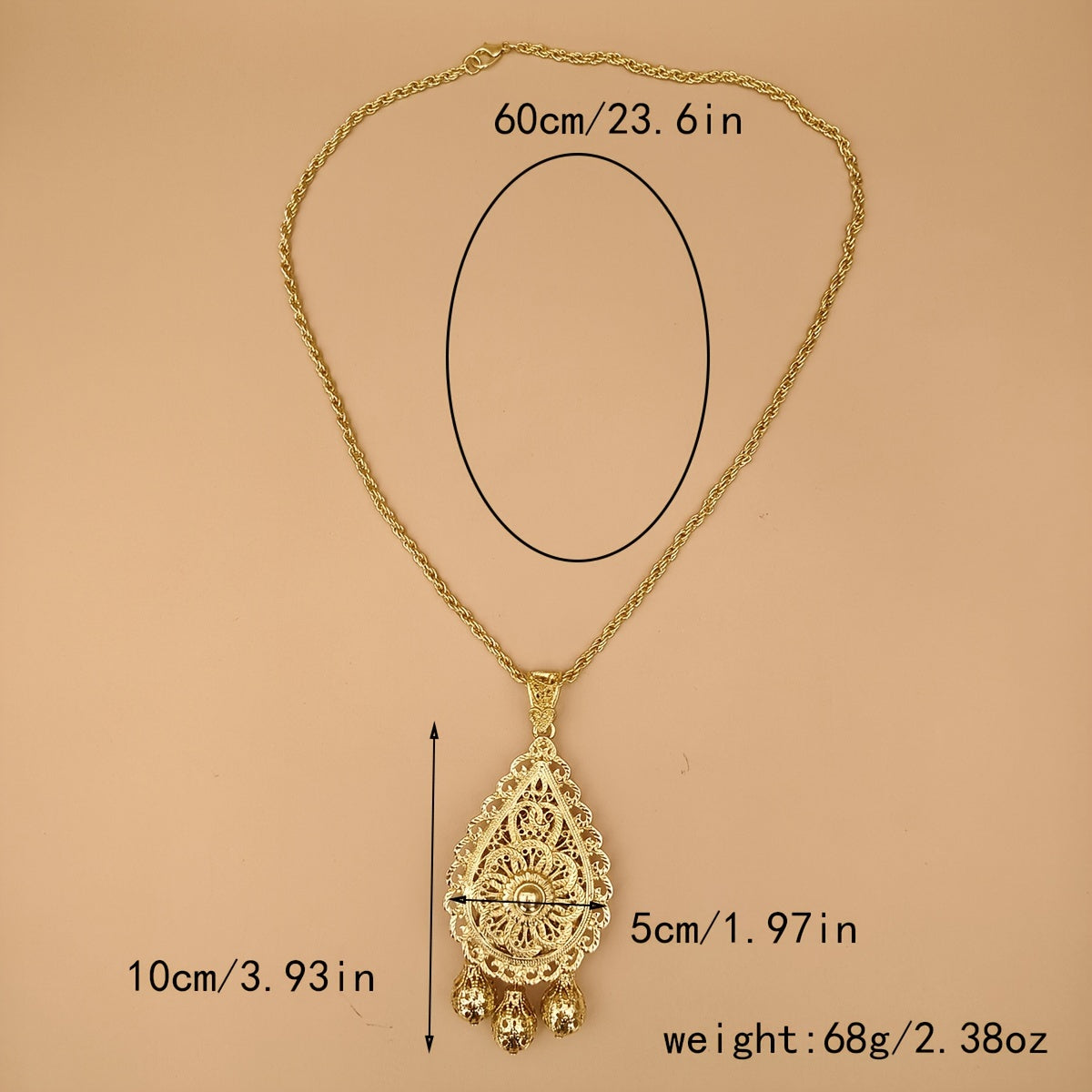 Women's Fashion Pendant Necklace featuring Arabian Style Alloy Hollow-Out Carved design, perfect for daily wear or special occasions. This Middle Eastern-inspired Vintage Style piece is made of Zinc Alloy, making it a versatile all-season accessory.