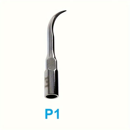 Stainless steel dental cleaner attachment for improved gum health, no battery needed.