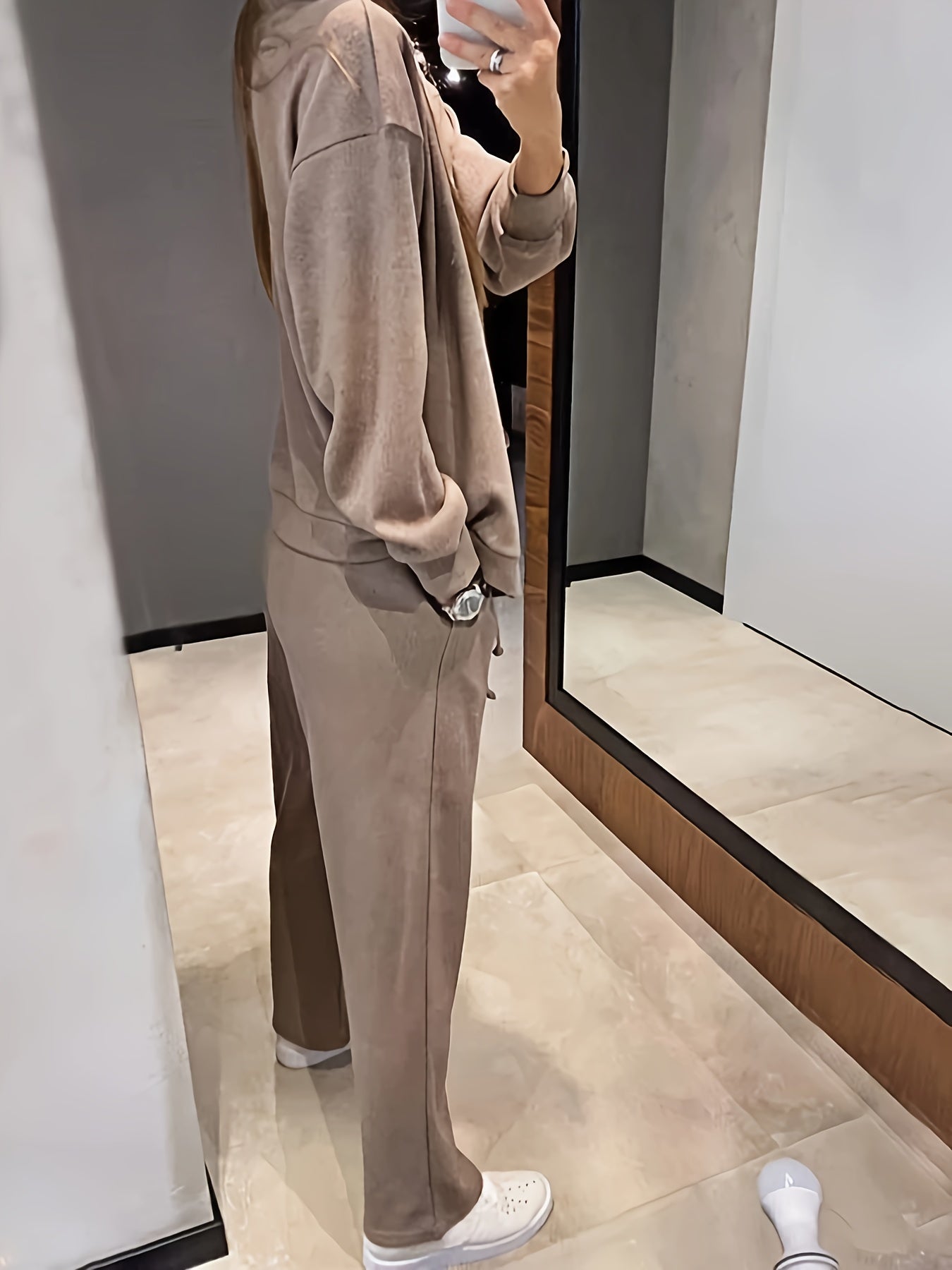 Women's Loose-Fit Long Sleeve Top and Pants Outfit