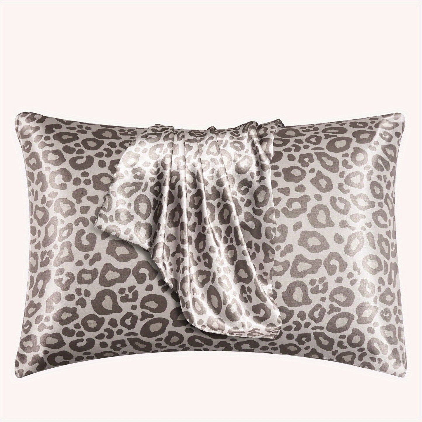 Two pieces of satin pillowcases with leopard print design