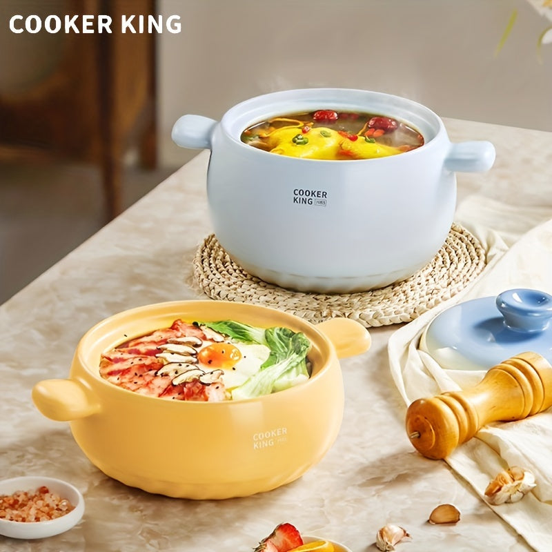 Durable Ceramic Stockpot by COOKER KING - High-Temperature Resistant, Crack-Free Cooking Pot for Gas Stove, Perfect for Soups & Casseroles, Available in 2.5/3.5/4.5L Sizes