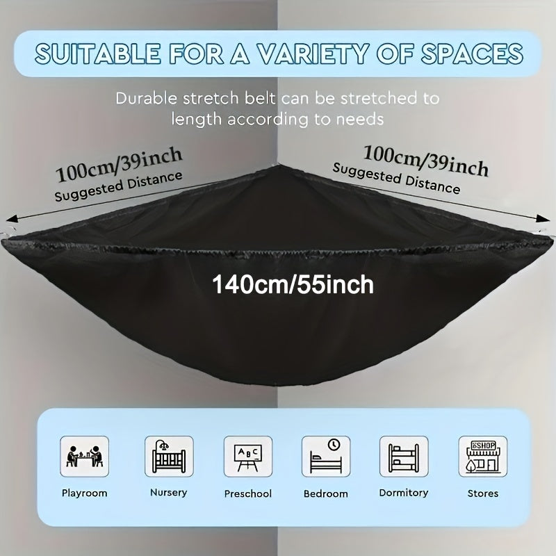 Large Black Stuffed Animal Hammock - Toy Storage Solution for Nursery, Playroom & Kids' Bedroom - Ideal Present for Christmas, Halloween, Thanksgiving