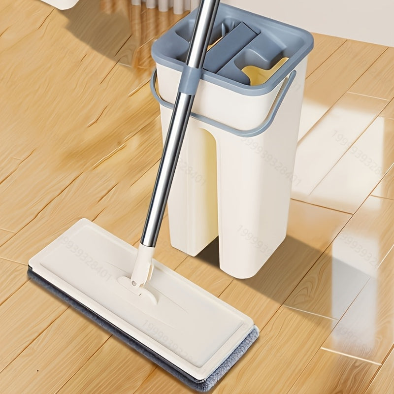 Effortlessly clean your floors with the Easy-Wring 2-in-1 Mop and Bucket Set. Featuring a thick, durable microfiber pad, this set is perfect for efficiently cleaning floors, tiles, hardwood, and laminate surfaces. Ideal for use in the kitchen, bathroom