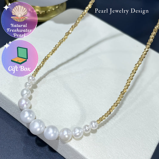 Stunning Vintage Style Natural Freshwater Pearl Necklace - A Timeless Addition to Your Jewelry Collection. An Ideal Gift for Your Girlfriend, Friend, or Colleague. Versatile for Office Wear, Evening Parties, or Daily Outings. Includes a Random Gift Box