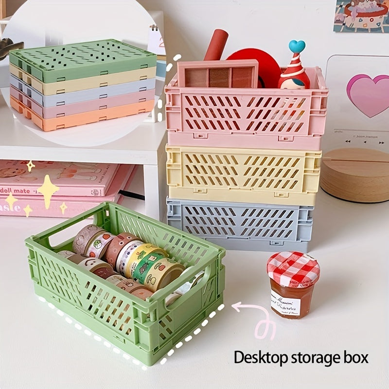 Mini Folding Plastic Storage Box for desktop or home office organization.