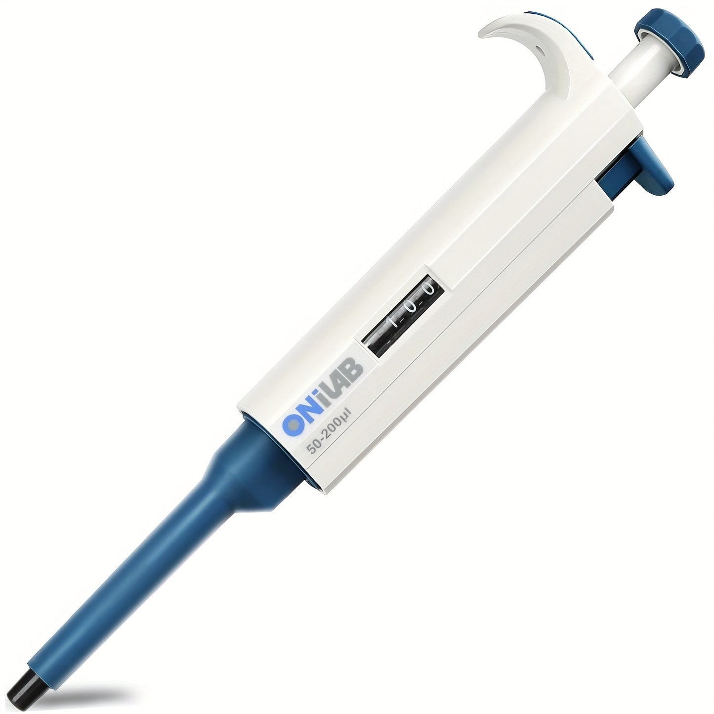 High-Precision ONiLAB Micropipette, adjustable 0.1ul-10ml, autoclavable, with ergonomic grip and storage holder.