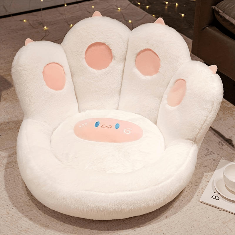 Soft and cozy cat paw floor cushion with detachable sheep plush, ideal for gamer chair and leisure lazy time.