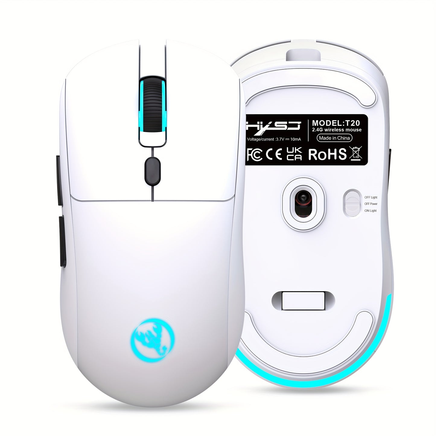 HXSJ-T20 wireless 2.4G mouse with 650mAh battery, ideal for gaming and office use on PC, laptop, and Mac