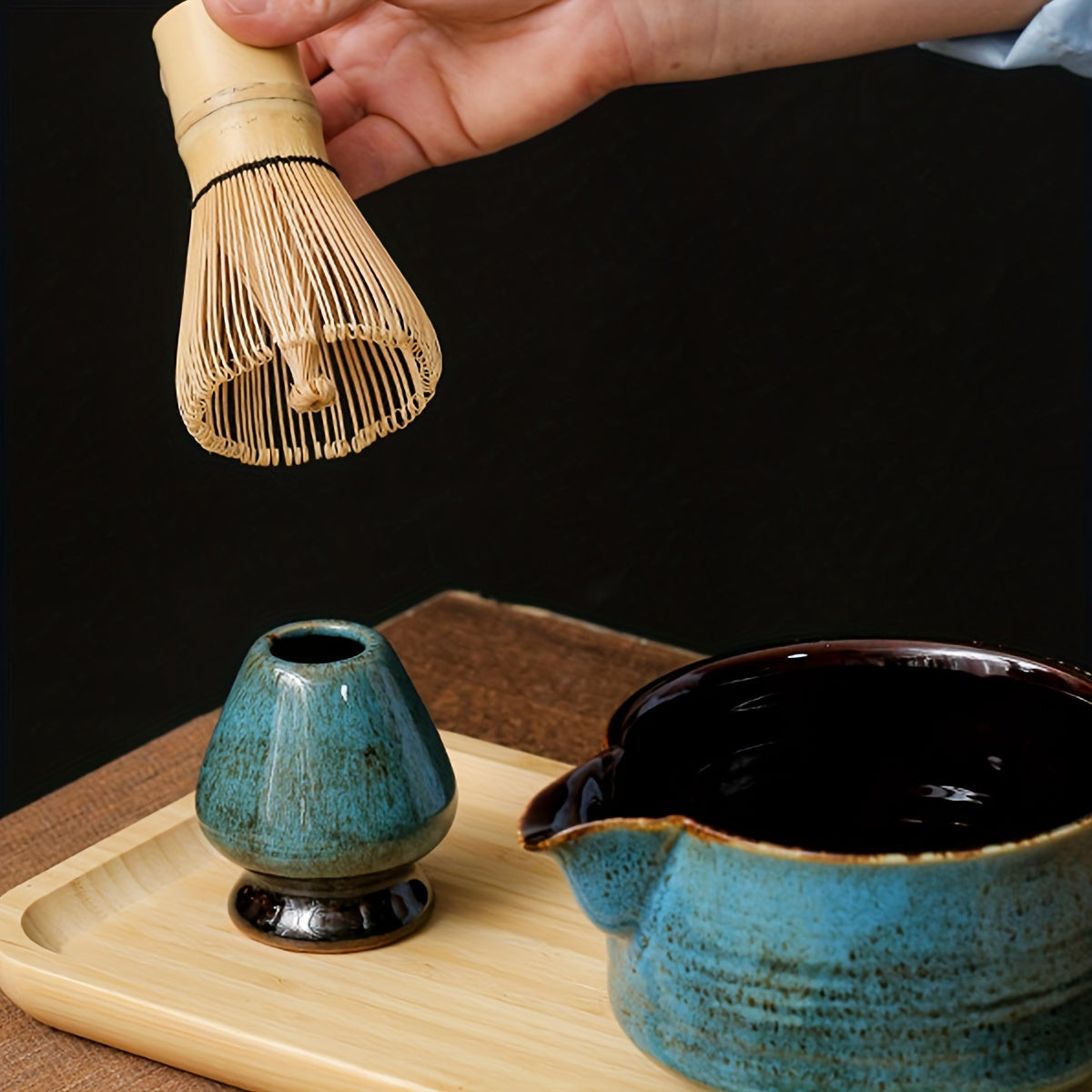 Full Matcha Tea Ceremony Set with Bamboo Whisk, Scoop & Stand - Comes with Authentic Japanese Matcha Bowl for Home or Restaurant Use, Brush, Baking, 3pcs/4pcs