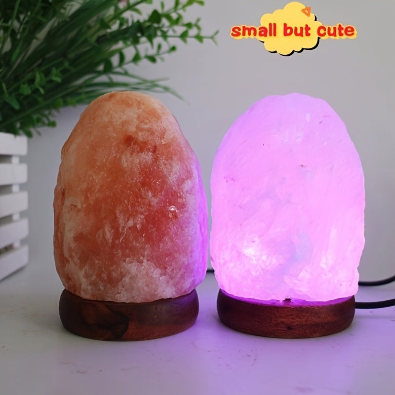 1pc USB Salt Lamp, Colorful Mineral Night Light, Bedside Ornament: Valentine's Day/Birthday Gift