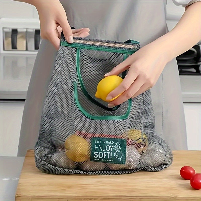 Essential Home Accessory: Wall-Mounted Mesh Bag Organizer for Fruits, Vegetables, Ginger & Garlic - Versatile Kitchen Storage