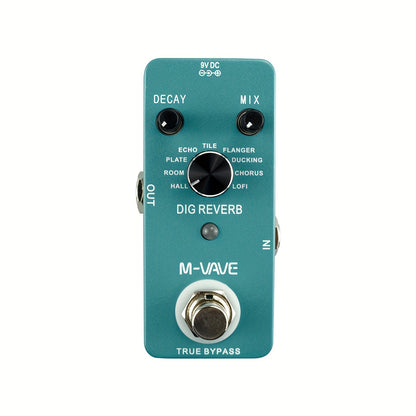 M-VAVE DIG REVERB Gitara Effekt Pedali - 9 ta Raqamli Reverb Turi, USB Quvvatlanadi, Haqiqiy O'tkazish, To'liq Metall Qoplama, Decay va Mix Nazorati, Elektr Gitara uchun