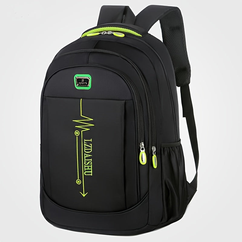 Men's casual nylon backpack, ideal for daily commute, travel, and high school, featuring a laptop compartment, drawstring closure, and school bag design.