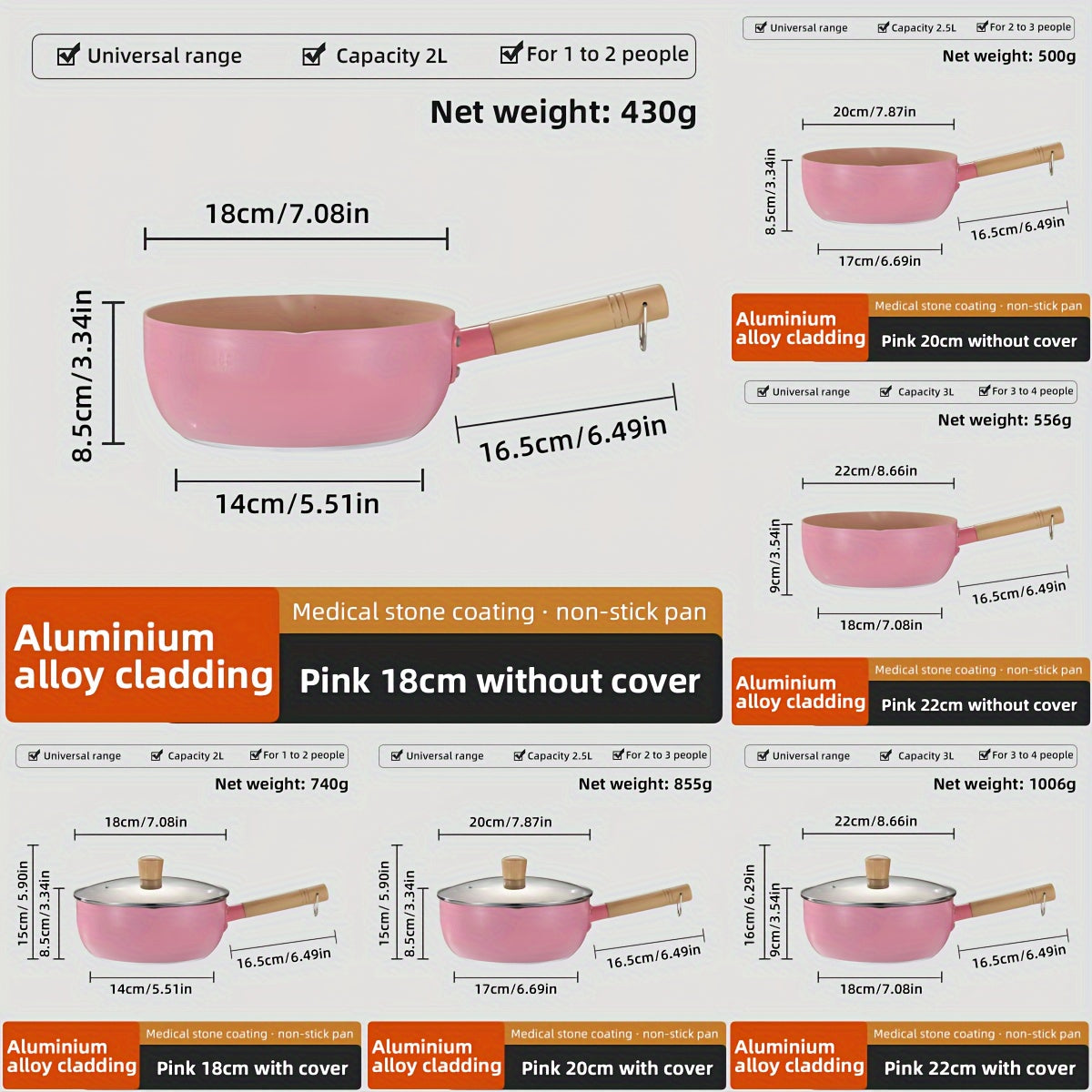 Best-Selling 1pc Pink Non-Stick Aluminum Pan, Japanese-Inspired Snow Flat Bottom Soup Pot, Induction Cooker Compatible, Perfect for Cooking Noodles and Heating Milk - Compact and Colorful Food Auxiliary Pot