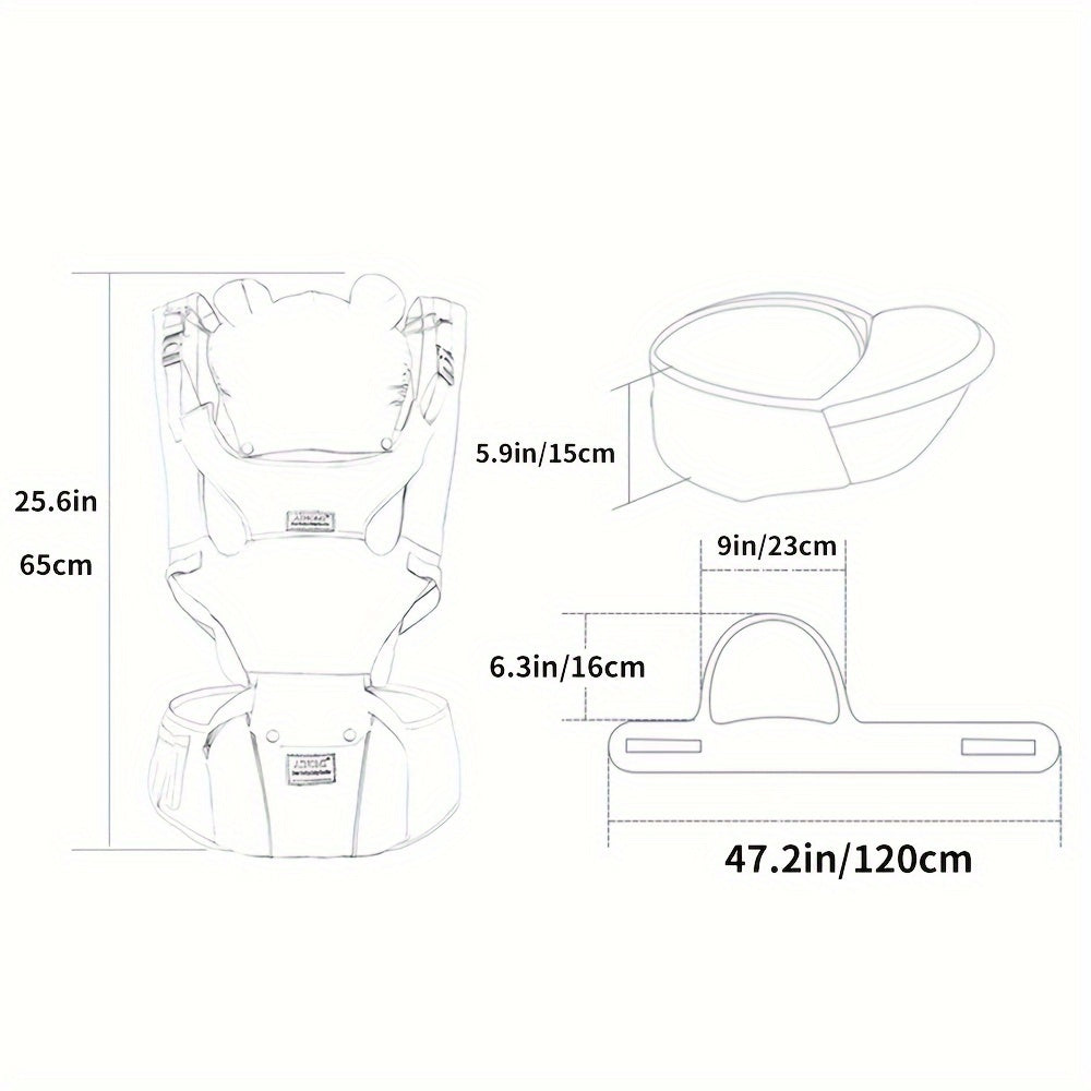 Gray 6-in-1 Youngsters Car Seat with Hip Seat for Children aged 0-48 months and weighing 3.18-20.41 KG. Features head support, breathable mesh, and adjustable soft ergonomic design. Ideal for daily family activities and travel.