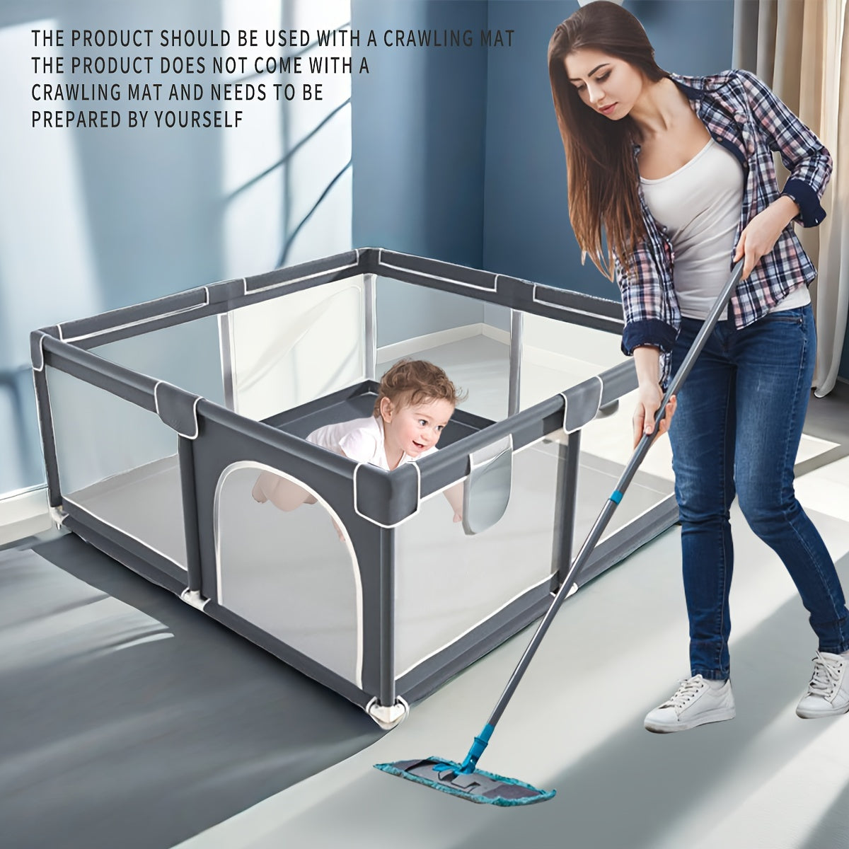 The Cochildor Baby Playpen offers a safe play area for infants and toddlers, featuring sturdy frames and breathable mesh. This portable indoor and outdoor kids' activity center is designed for children aged 0-3 years old. Made of polyester material, it