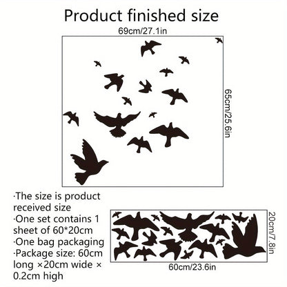 Black Bird Wall Decal - PVC Window Cling for Home & Office Decor, Modern Animal Print Design - Stylish and Chic