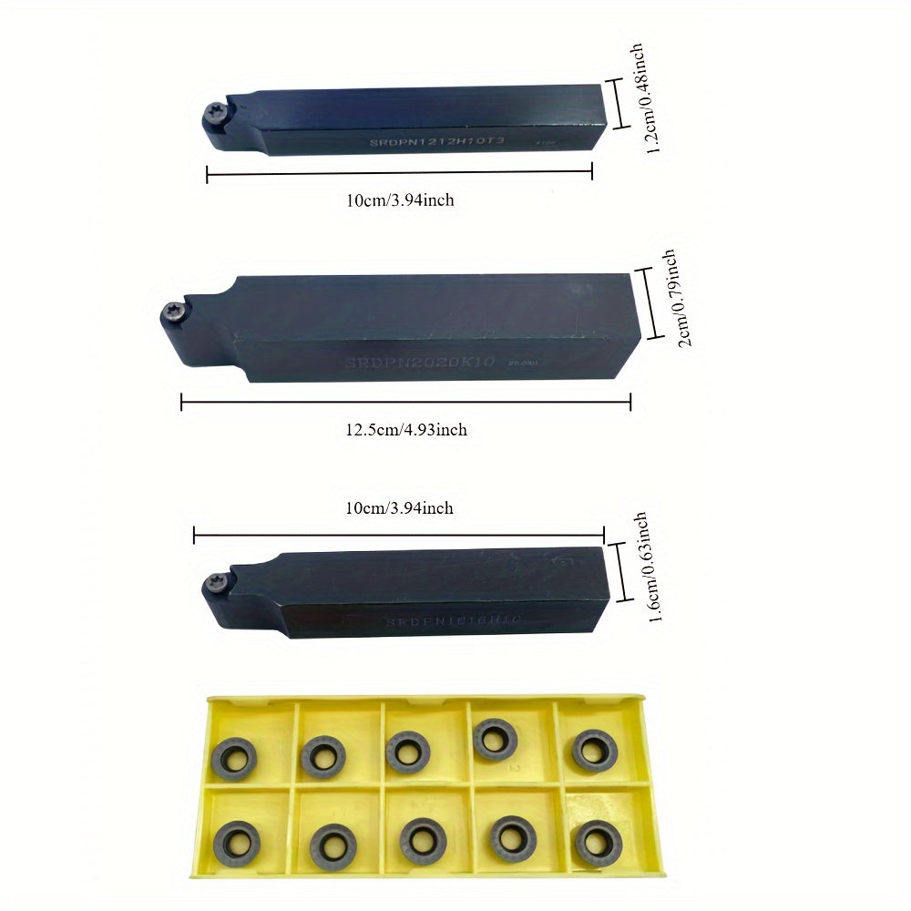 CHENGLU SRDPN Pro Carbide Insert Holder with 10pcs RPM Tool Set is suitable for 45° lathe turning for precision metalworking, plane turning, and is CNC compatible.