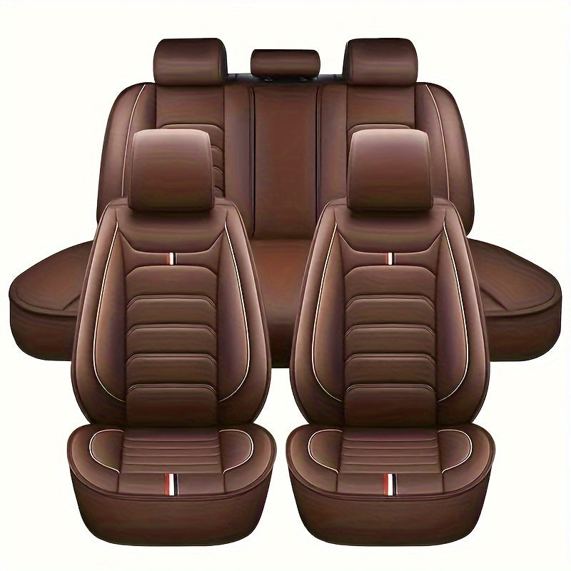 High-end 5-seat car seat cover set for SUVs and most vehicles, made of waterproof PU leather with sponge filling. Universal fit, all-season usage, easy to install, and maintenance-free.