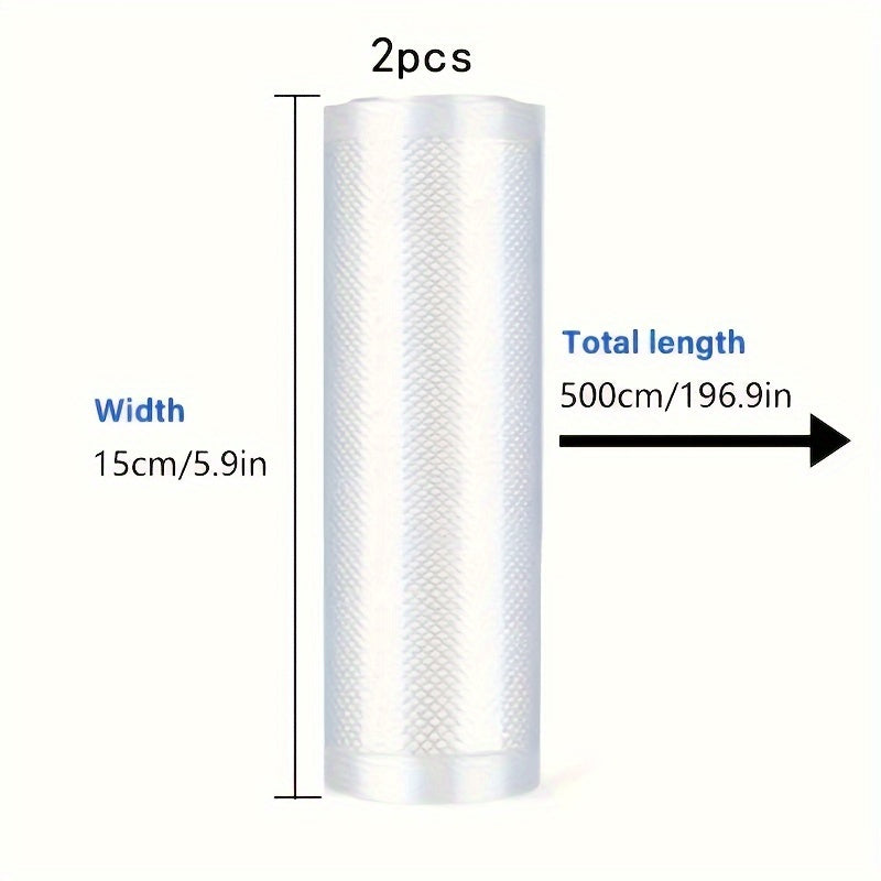 Пакеты для вакуумной упаковки пищевого качества - 2 рулона | Идеально подходит для хранения пищи в холодильнике и микроволновой печи | Многоразовый и противопроливной | Доступно в различных размерах