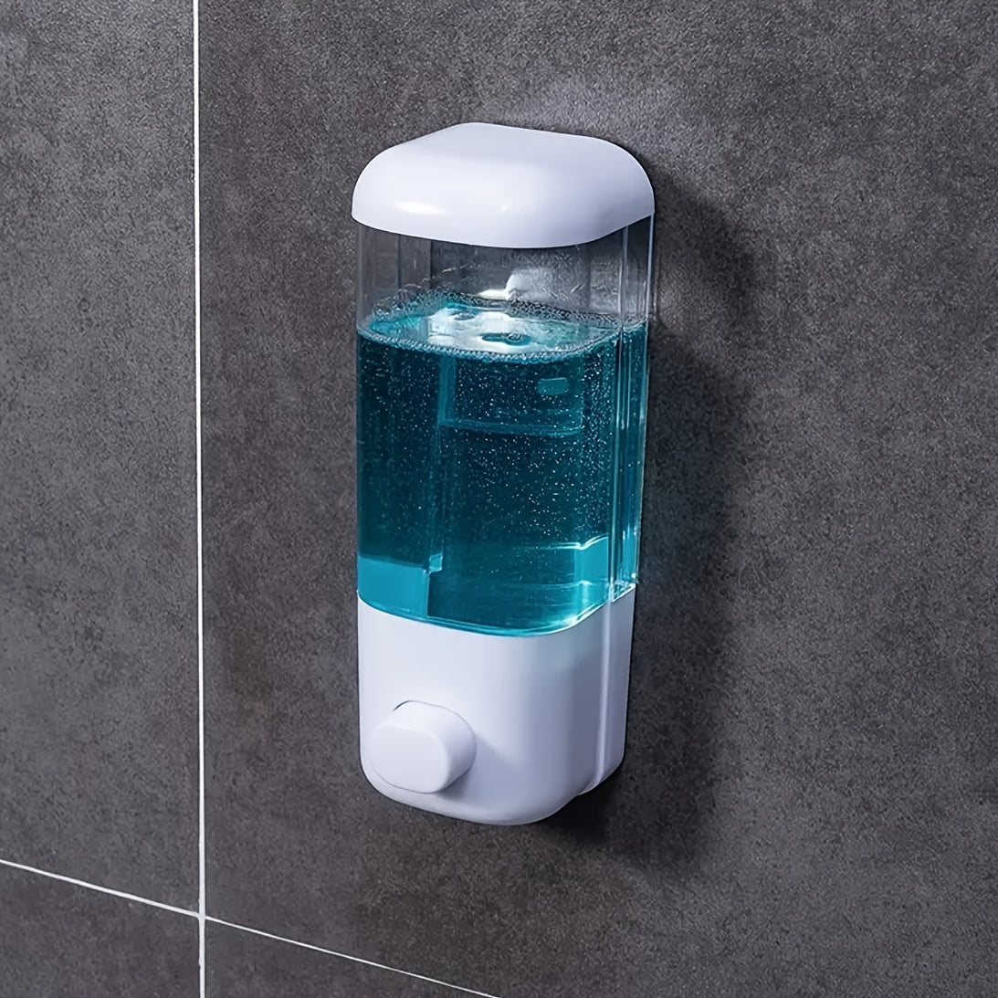 Lead-Free Plastic Wall Mounted Soap Dispenser with Press-Type Pump and Adhesive Fixation for Shower and Bathroom Accessories