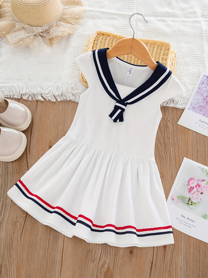 Summer dress for girls with new trendy style in navy color