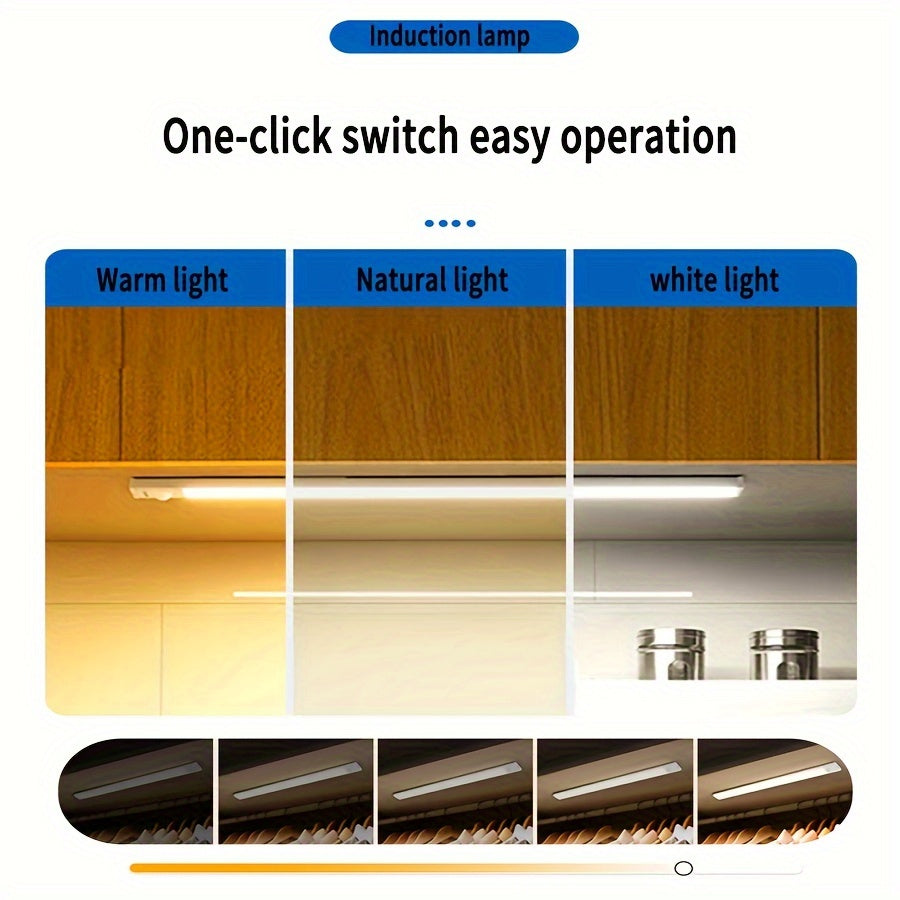 Rechargeable LED motion sensor wall light with adjustable lighting, button control, and infrared sensing. Great for cupboards, closets, and stairways.