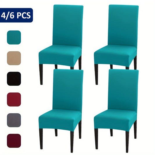 4 pieces or 6 pieces of milk elastic chair slipcovers for home decor in the kitchen, dining room, office, living room, hotel, or for weddings.