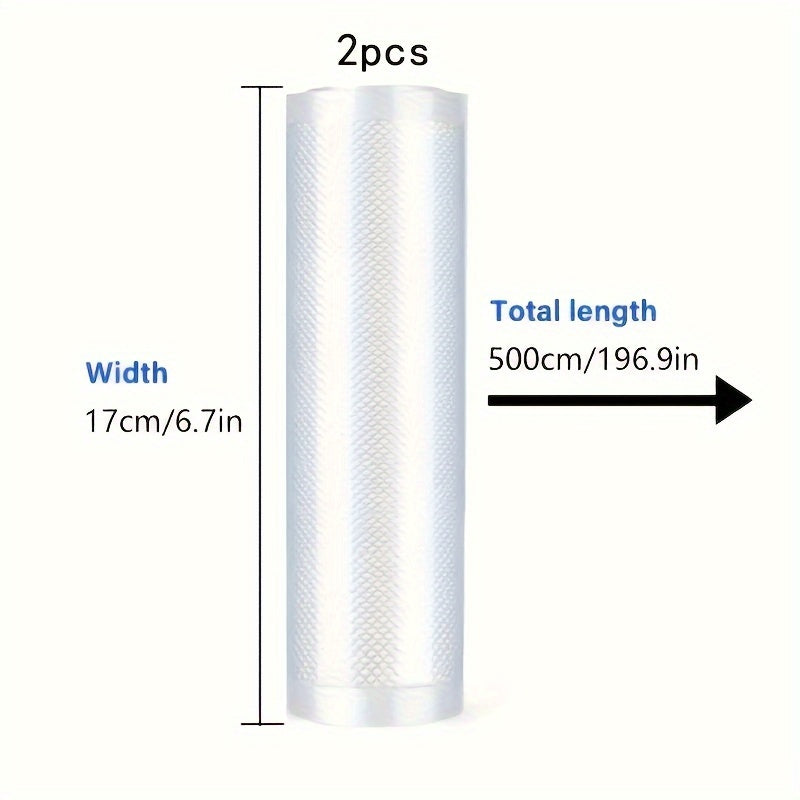 Пакеты для вакуумной упаковки пищевого качества - 2 рулона | Идеально подходит для хранения пищи в холодильнике и микроволновой печи | Многоразовый и противопроливной | Доступно в различных размерах