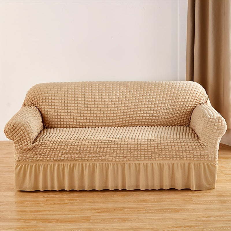 Seersucker slipcover to protect furniture from scratches, slipping, and all seasons.