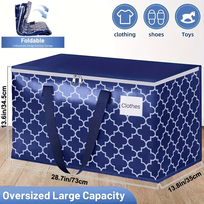 Large 1PC capacity moving bag that collapses for easy storage. This heavy-duty bag features strong zippers and handles, with a bearing capacity of up to 20.0KG. Ideal for saving space and transporting belongings, this sturdy bag is a great alternative to