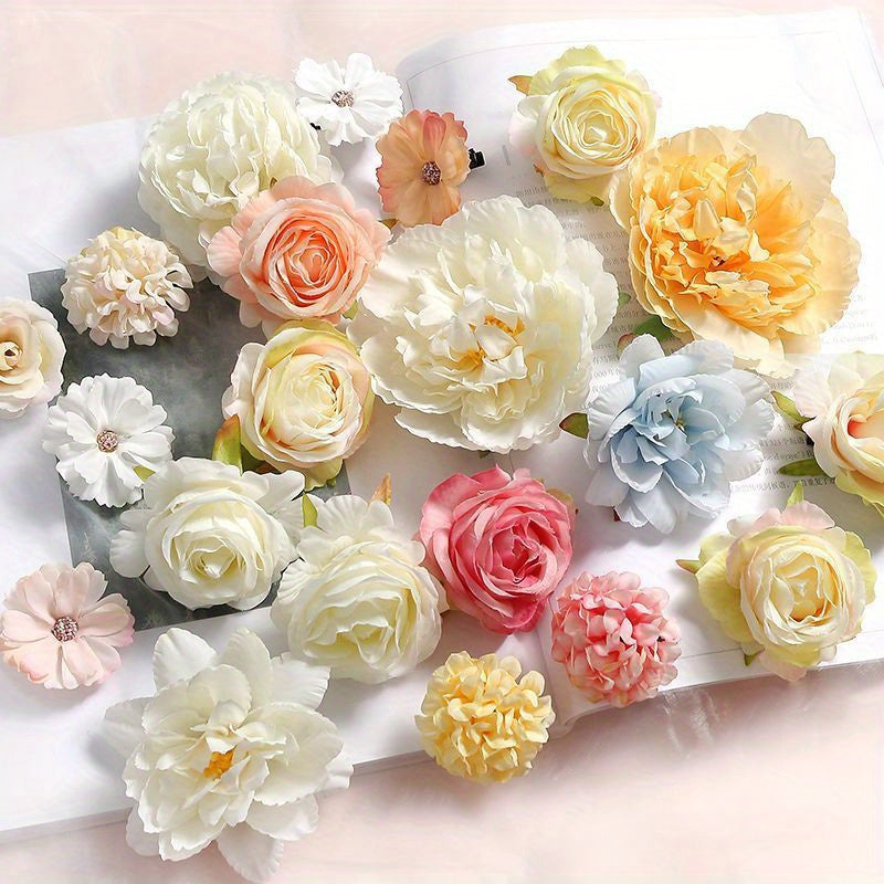 1 pack of silk rose flower heads for home decor, weddings, and DIY crafts - ideal for garlands and gift accessories.