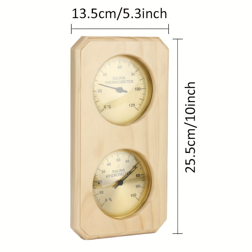 1pc wooden sauna thermometer and hygrometer for temperature and humidity control in family hotel spa rooms.