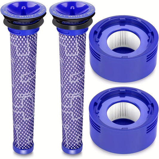 2 sets of replacement filters compatible with Dyson V6-V8 and DC58-DC62 models - fits Absolute, Animal, Motorhead, Plus, and Pro models. Compatible with part numbers 965661-01 and 967478-01.