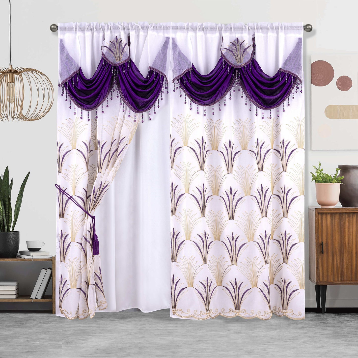 One piece of embroidered double-layer curtain, perfect for enhancing home décor, suitable for living room or bedroom, measuring 132.08 x 213.36 cm.