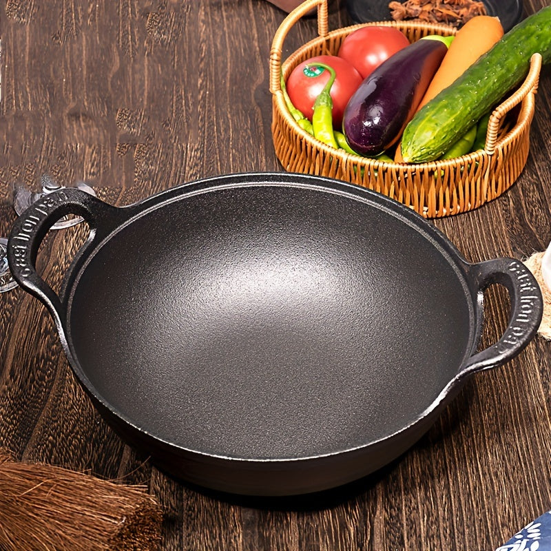 Authentic Asian Cuisine Cookware: Pure Iron Chinese Wok, Cast Iron Stir Fry Pan - Traditional Uncoated Iron Frying Pan, Durable and Versatile for Cooking