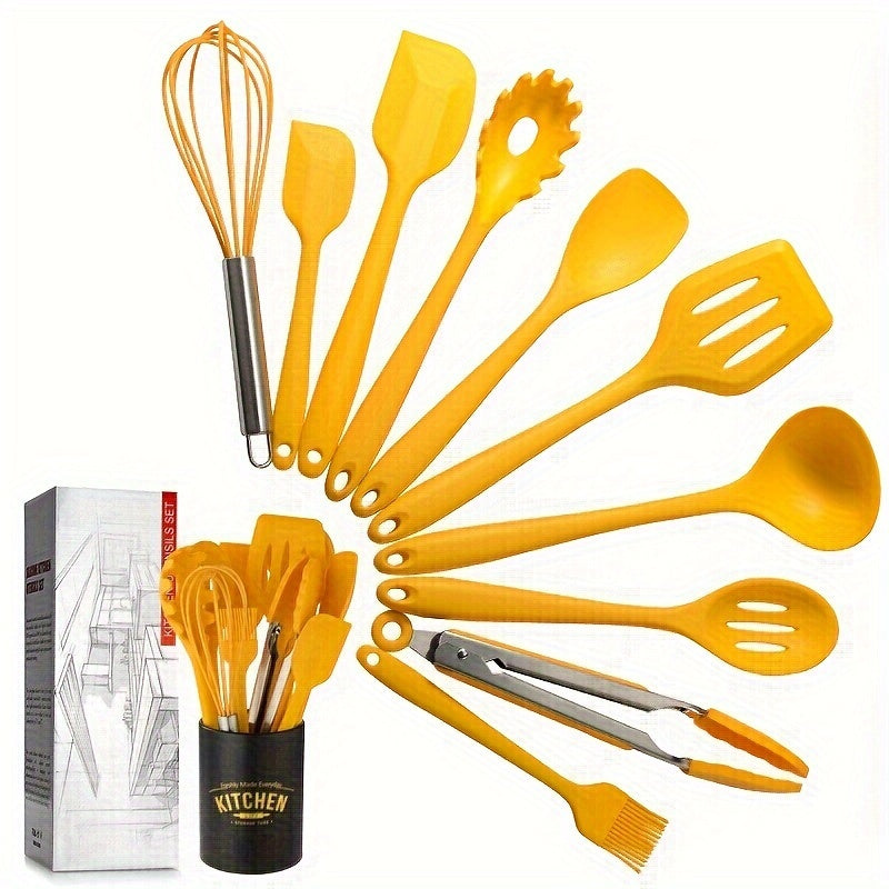 Set of 11 Silicone Kitchen Utensils - Ideal for Home and Restaurant Use, Non-Stick and Heat Resistant - Great for Gifting on Christmas, Hanukkah, Labor Day, Mother's Day, or Thanksgiving