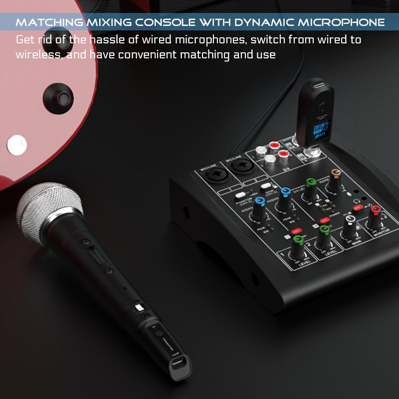 XGeS Dynamic Microphone Adapter: Wireless system with USB-C charging, 2.4GHz display; great for guitar, mixers, PA systems; rechargeable mic.