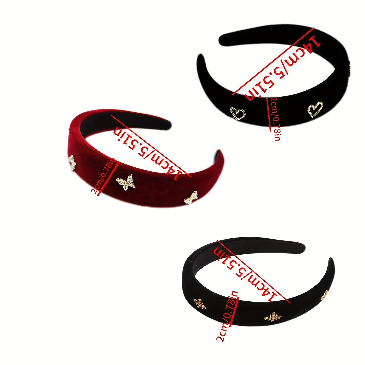 New High-End Velvet Headbands with Bee Design, Retro Fabric Style, Versatile Fashion Accessories; 1-2 pieces.