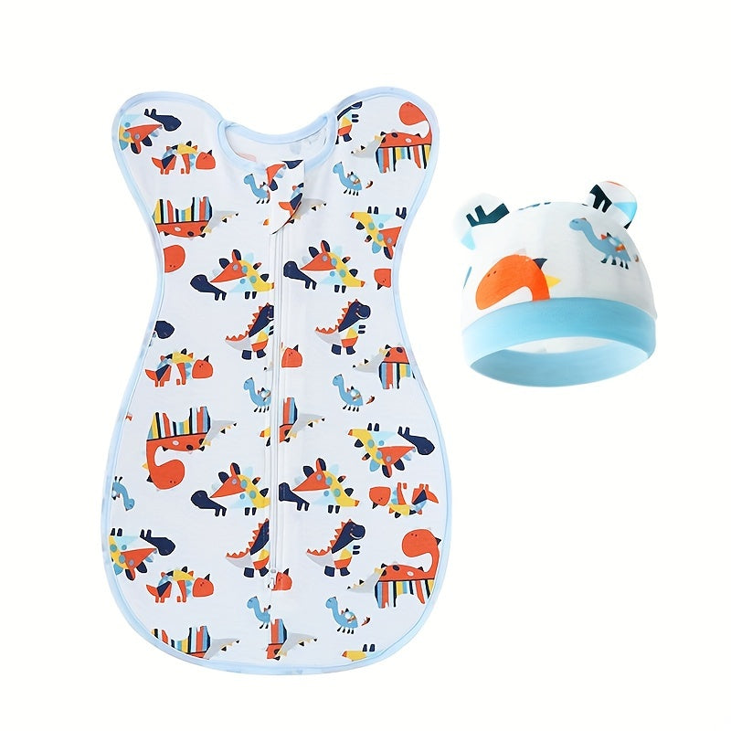 Set of two newborn baby swaddle blankets and hats in a Surrender style design. Made from all-season cotton, these sleep sacks are anti-colic and must be handwashed only. Comes in mixed colors and features non-woven fabric for infant swaddling wraps.