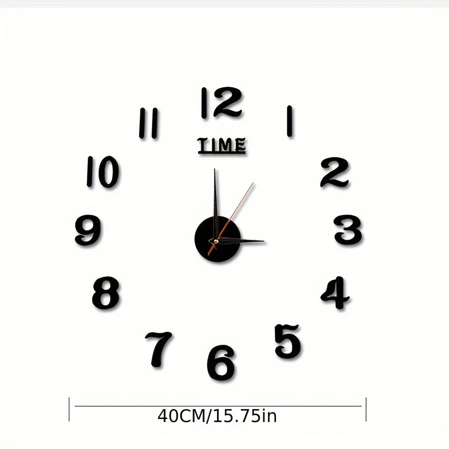 36V battery-operated wall clock sticker made of plastic, modern design with silent movement, ideal for DIY home decor.